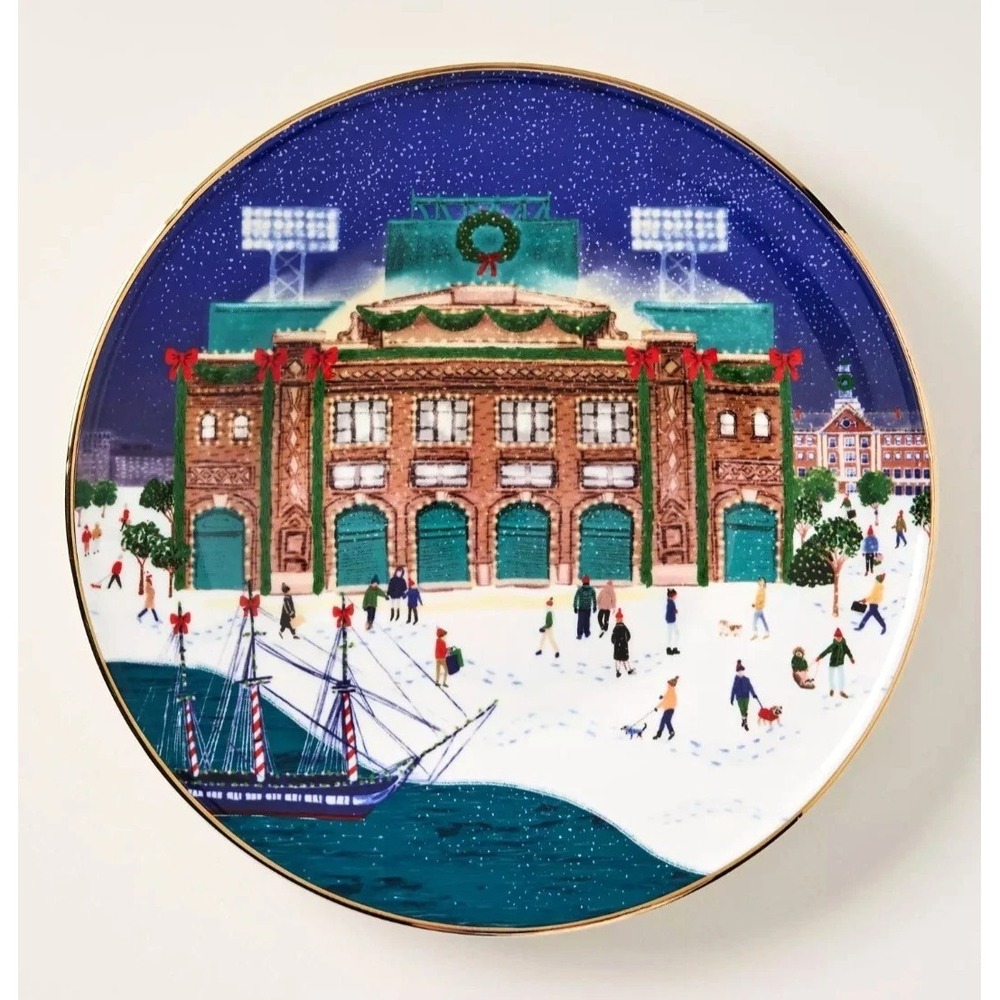 Anthropologie‎ Holiday in the City Boston 2025 Dessert Salad Plate 8.25" NEW